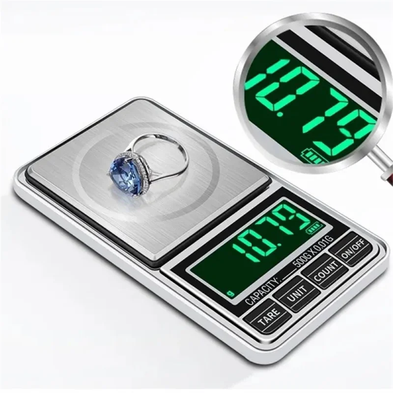 High Precision 0.01g/0.1g Portable Mini Pocket Jewelry Scale USB Rechargeable Digital Electronic Scale Weight Balance Gram Scale