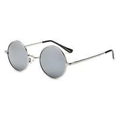 Stylish Vintage Polarized Round Sunglasses with Designer Metal Frame (C3 Silver Mirror)