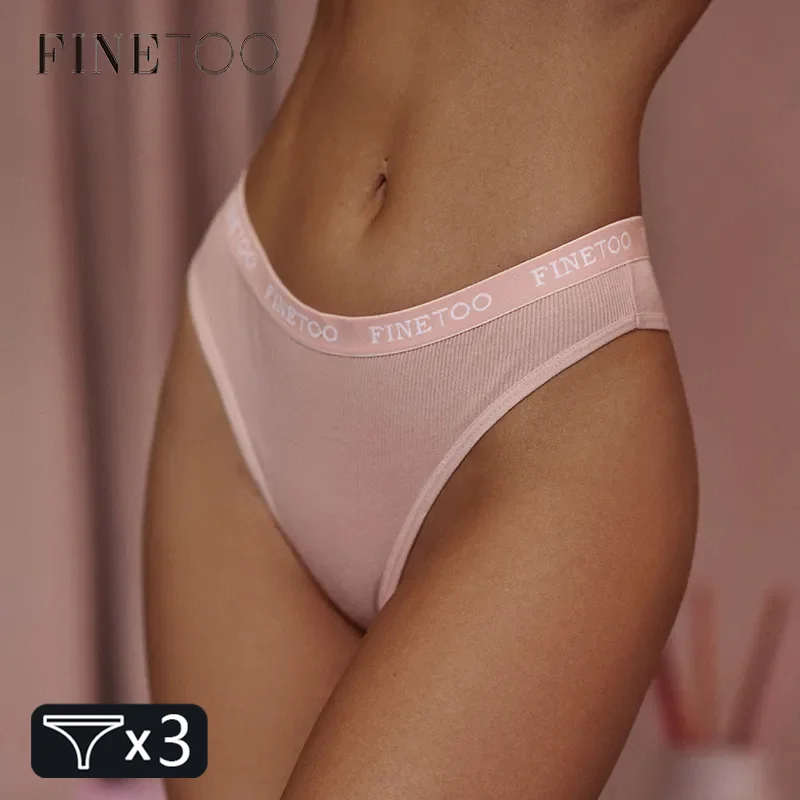 

FINETOO M-2XL Women's Cotton Panties 3Pcs/Set Fashion Letter Underpants Female Low-rise Briefs Underwear Sexy Ladies Lingerie