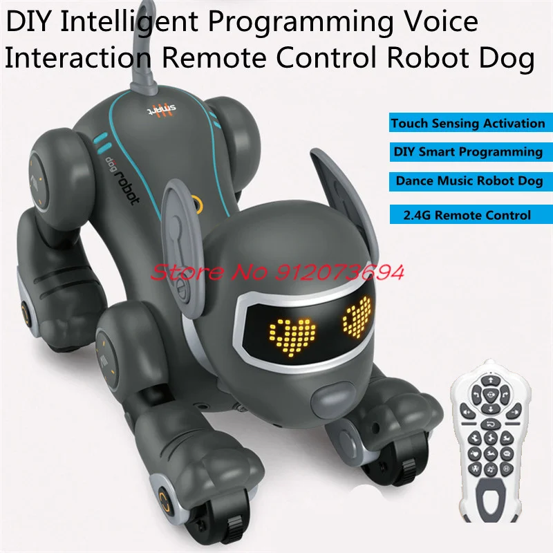 Programmazione Intelligente Fai Da Te Interazione Vocale Telecomando Robot Dog 2.4G Fun Follow Touch Sensing Acting Cute Rc Animal Robot Dog