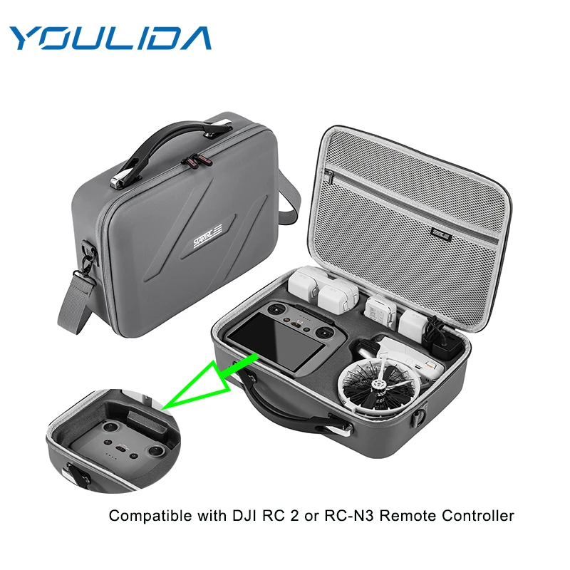Carrying Case For DJI Flip Fly More Combo Drone Accessory Storage Bag PU Shoulder Bag Portable Travel Handbag Box For RC 2/RC-N3,drone accessories,drone storage bag,drone storage case