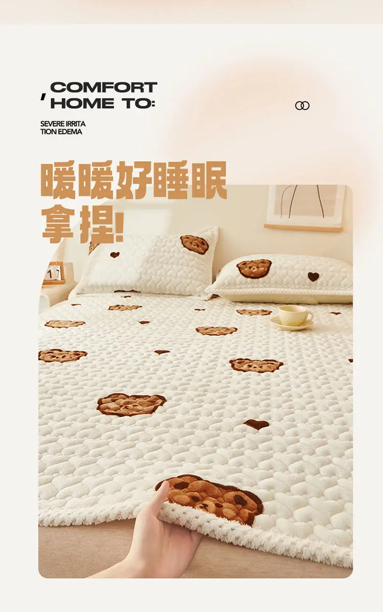 Description Picture 3 of itemWinter Thin Milk Velvet Soft Mattress Toppers Home Dormitory Non-slip Foldable Single Double Queen Bedsheet Quilted Mattress Mat