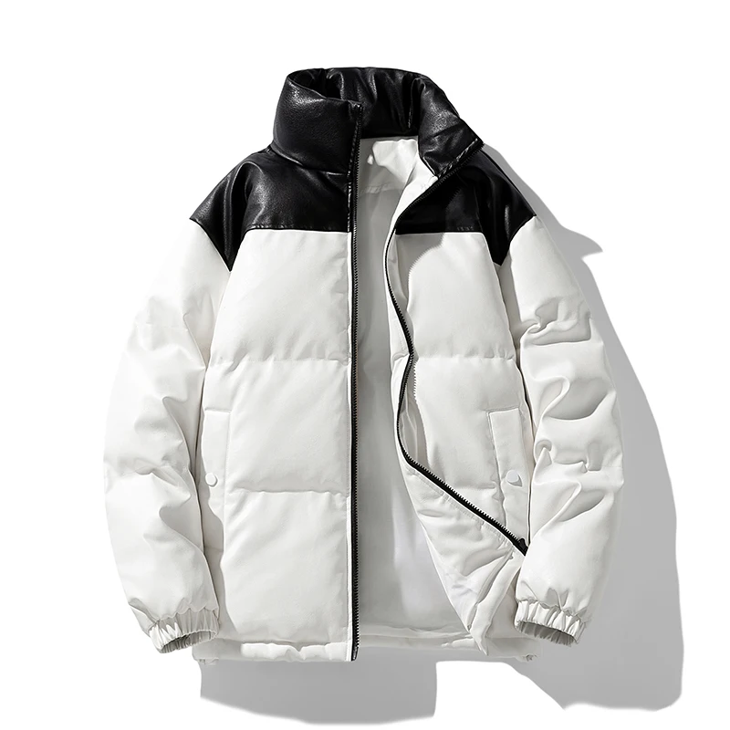 Winter Glossy Jacket Men's Loose and Warm Outdoor Windproof and Waterproof Travel Coat Couple Stand Up Collar Bread Jacket