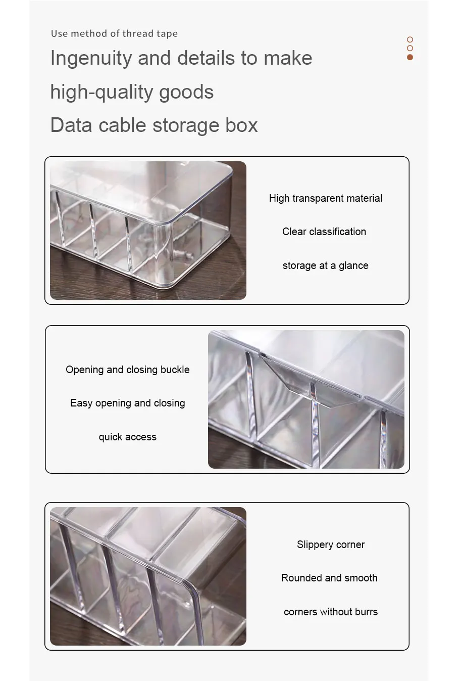 Cable Storage Box Transparent Plastic Data Line Storage Container for Desk Stationery Makeup Organizer Key Jewelry Box Holder decorative storage boxes with lids