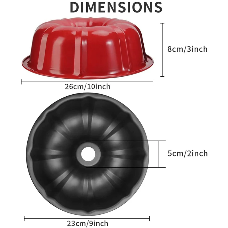 Fluted Tube Cake Pans Non-Stick Large Bundt Pan For Baking Carbon