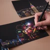 4Pcs Children DIY Night Scene Art Scratch Painting Toys City Building Landscape Kids Educational Toys Birthday Gift Room Decor 4