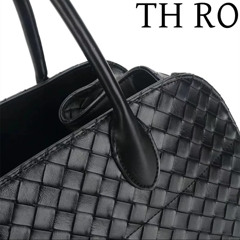 TH RO Women's Handbag Women's 15 inch and 10 inch black leather woven fashionable commuting large capacity handbag
