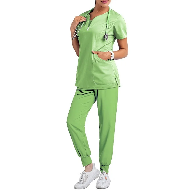 Stretch Medical Uniforms Women Scrubs Sets Tops Pant Nurses Accessories Hospital Doctors Dental Clinic Lab Worwear Clothes Suits