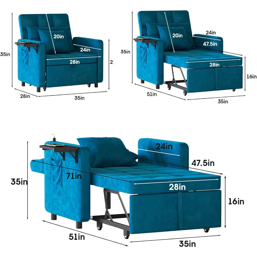 3-in-1 Velvet Sofa Bed 2