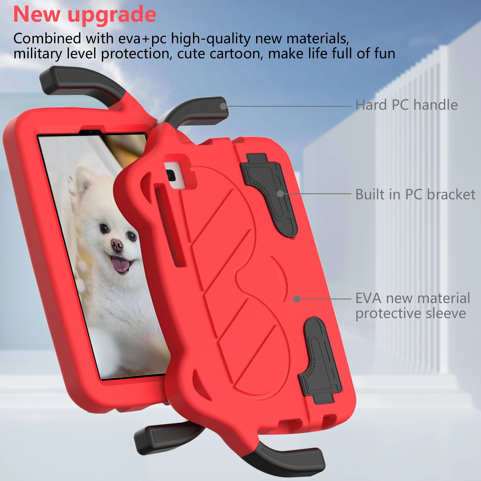Rugged EVA Handle Stand Cover for Tablets - Kid-Safe Protective Case