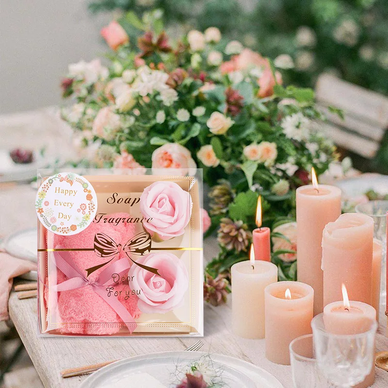1Set Towel Bear Soap Flower Gift Box,Valentine's Day,Wedding,Mother's Day Christmas Gift Birthday Party Baby Shower Guest Favors