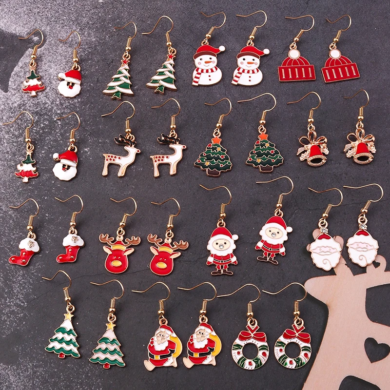 Aihua 6 stücke Mode Weihnachts ohrringe Set Weihnachts baum Hirsch Santa Claus Schneemann Stern Ohrring für Frauen Neujahr Schmuck Geschenke – Detail 1
