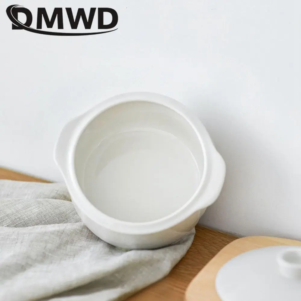 DMWD Electric Slow Cooker 1L Stew Pot 7 Menus Cooking Machine Porridge Casserole Soup Maker 24H Appointment Ceramic Liner 220V