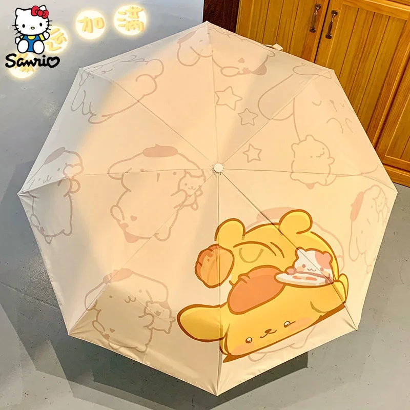 

Sanrio Umbrella Cartoon Anime Pom Pom Purin Summer Sun Umbrella UV Umbrella Sun Multifunctional Children Gifts