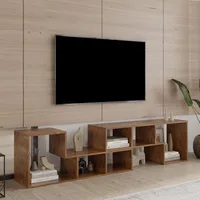 Cube Bookshelf 2 Shelf Bookcase L-Shaped TV Console Stand Modern Entertainment Center with Open Storage Shelves 1