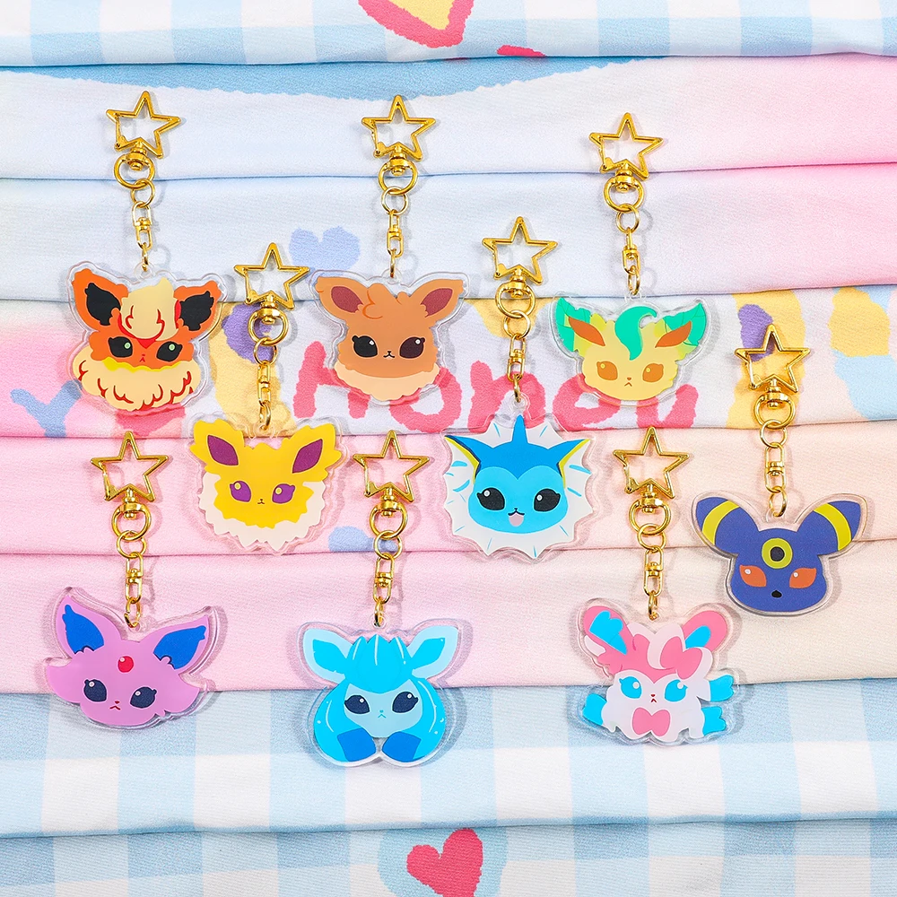 1PC/9PCS Acrylic keychains with the theme of the Eevee family from