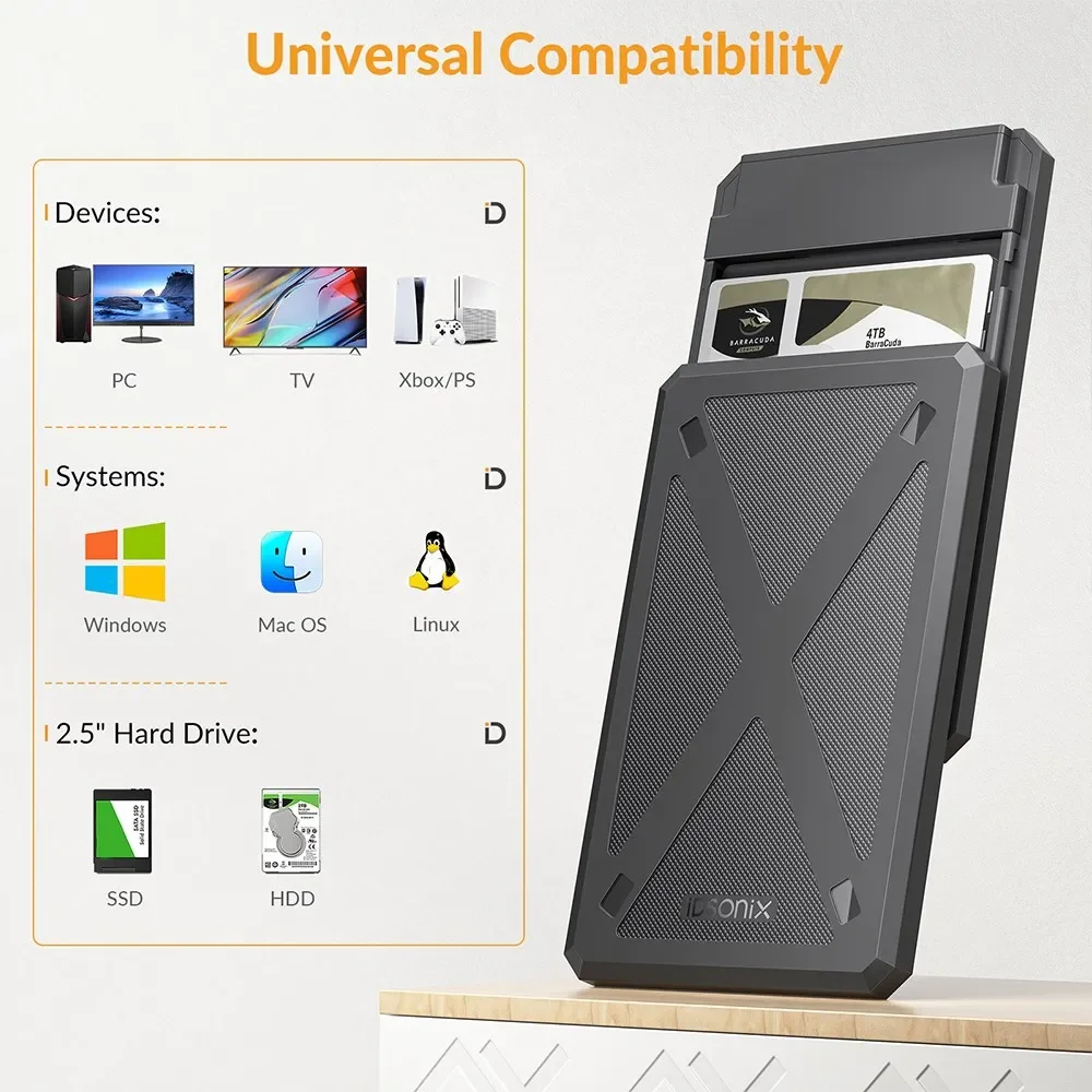 2.5 inch SATA HDD Enclosure USB 3.1 Type C External Hard Drive Case 6Gbps SATA SSD Disk Storage Case for 7-9mm SSD HDD