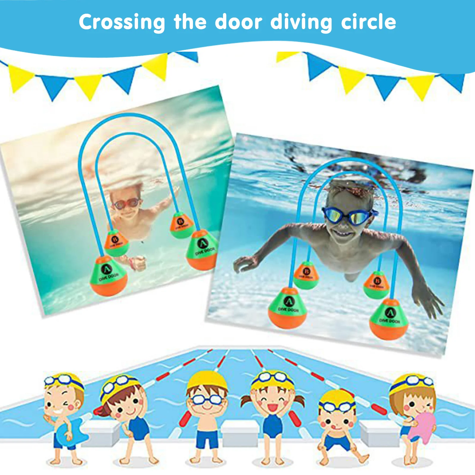 2pcs/set Diving Door  Funny Water Sports Swim Rings Reusable Dive Swim Through Door Adults Kids for Outdoor Pool Games