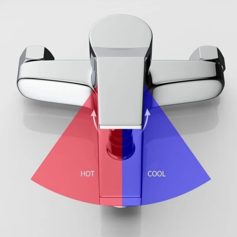 Bathroom Shower Faucet Bathtub Faucet ABS Plastics Handle Wall Mounted Dual Spout Hot Cold Mixer Valve Nozzle Tap For Bathroom Bathroom Shower Faucet Set