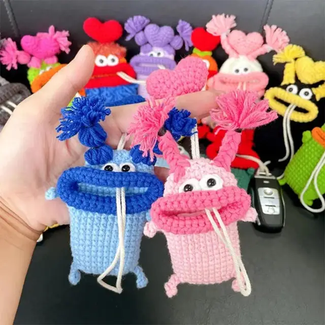 GIMOCOOL Étui Mignon pour clé de Voiture | Étui de Protection au Crochet  pour clé de Voiture Kawaii,Nouveau Sac à clés Fait Main drôle décor