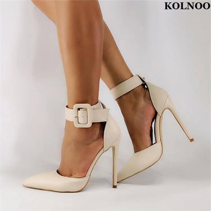 

Kolnoo New Simple Handmade Ladies High Heels Pumps Buckle Strap D'orsay Style Summer Dress Shoes Evening Fashion Hot Sale Shoes