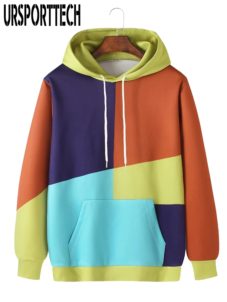 Hoodies Sweatshirt Men Hoodie Sweatshirt Men Hooded Loose Hip Hop Patchwork Streetwear Autumn Men Pullover Hoodies