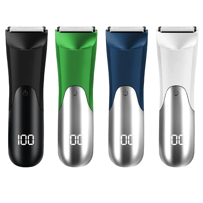 Men'S Groin Body Hair Trimmer, Electric Ball Trimmer, Includes 2 Guard Attachments, Ceramic Blade Head, Wet And Dry Shaver