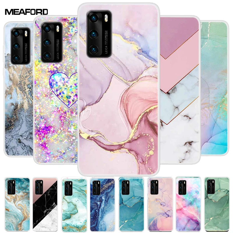 Per Huawei P40 Custodia P30 P40 Pro Plus Lite E Custodia In Silicone Morbido In Marmo Trasparente Per Honor 20 30 Pro Plus Custodia 30 Pro Plus Coque