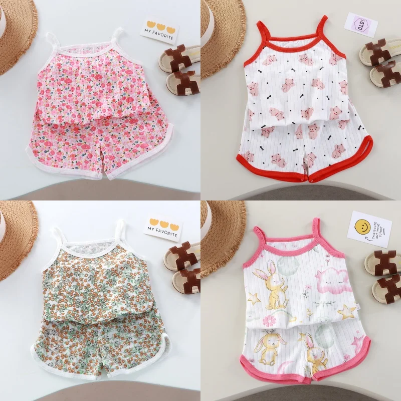 1-5Y 유아 어린이 아기 소년 소녀 복장 인쇄 면화 잠옷 세트 긴 소매 탑 바지 정장 잠옷 부드러운 유아 복장