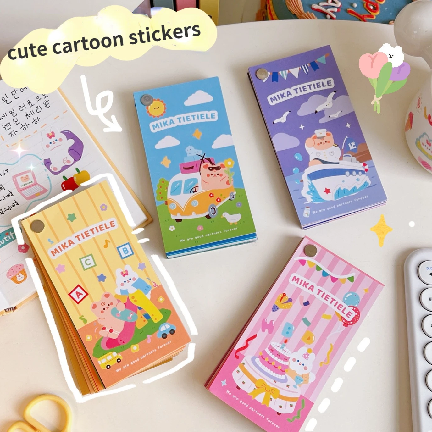 

55pcs Full Set Cartoon Rabbit Photo Album Deco Stationery Stickers Kawaii Journal Scrapbooking DIY Stickers School Stationery