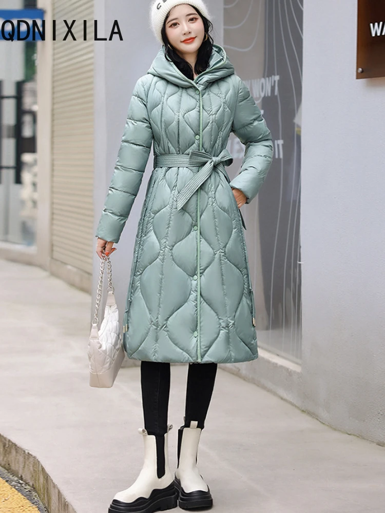 

Oversized Parkas Long Sleeve Winter Coat Thick Warm Pink Long Padded Jacket for Women New Women's Clothing Quilted Puffer Jacket