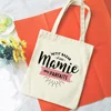 French Mamie Print Canvas Shoulder Bags Female Shopping Totes Women Travel Handbags Eco Reusable Storage Pouch Gifts for Grandma 3