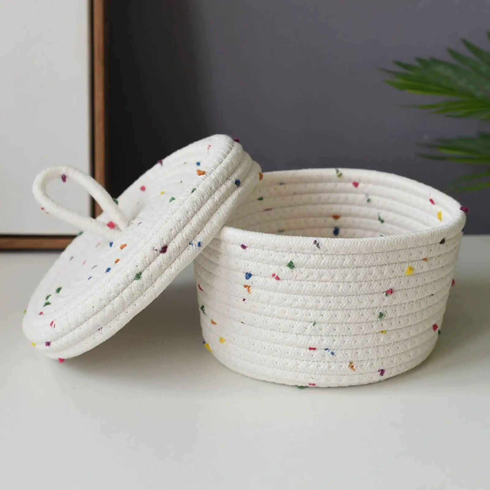 Cotton Woven Basket Decorative Organizer Wear Resistant for Snacks Sundries