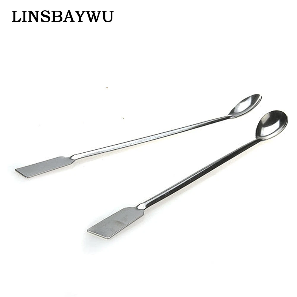 20cm Length Double End Reagent Stainless Steel Lab Sampling Spoon