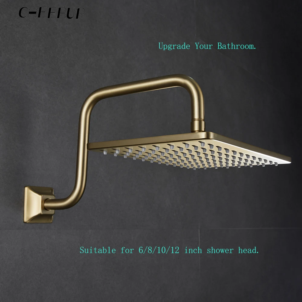 Wall Mounted  Shower Arm Extension Head Holder Stainless Stee for Elbow Bathroom Accessories  Pipe Bath Tube  Brushed Gold