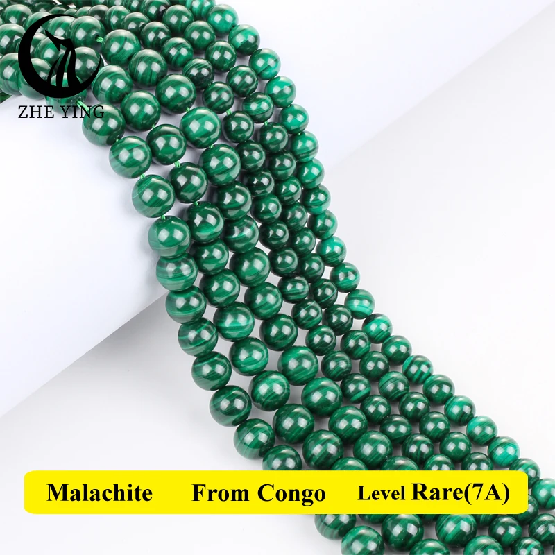 Top Quality 100% Natural Stone Malachite Congo Beads Round Loose Spacer Beads 8mm Pick Size For Jewelry Making DIY Bracelets 15