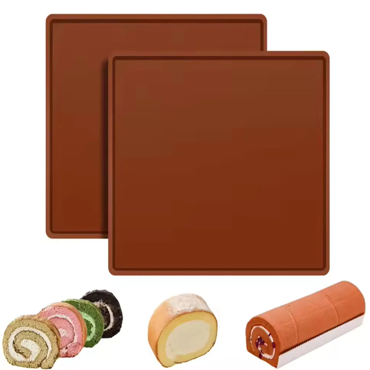 1pc-Silicone Baking Tray Large High Temperature Resistant Swiss Roll Cake Plate