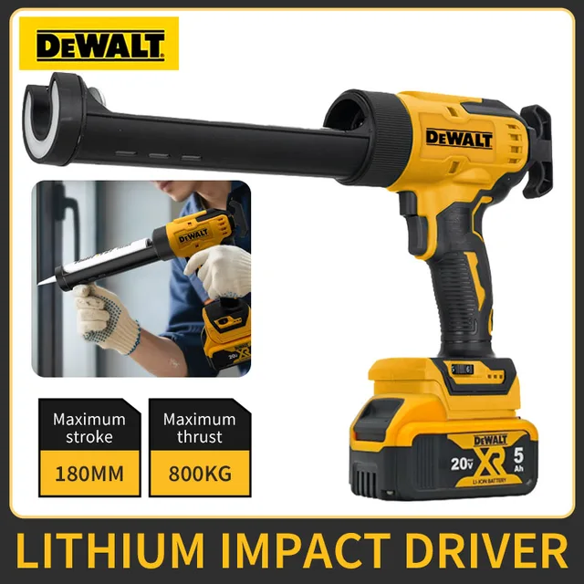 Pistolet à mastic sans fil Dewalt, pistolet à silicone électrique, 6 vitesses, pistolet à colle pour verre, outil de remplissage et d'étanchéité, compatible avec les batteries Dewalt 1