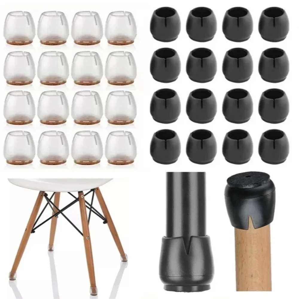 24Pcs Silicone Chair Leg Caps Woodfloor Anti-scratch Protector Mat Non ...