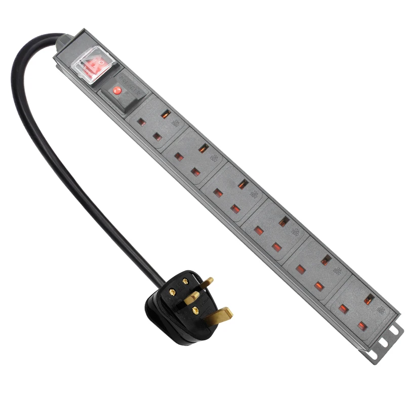 

PDU Power Strip Network Cabinet Rack 13A/16A UK SOCKET 6 Way Outlet Break Switch 2m Extension Cord overload protection