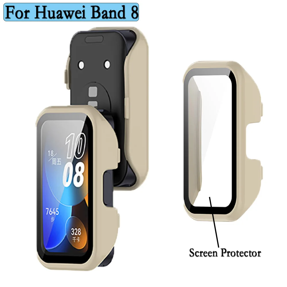 

2 In 1 Watch Case For Huawei Band 8 Full Coverage Bumper PC Hard Case Cover With High-quality Tempered Glass Screen Protector