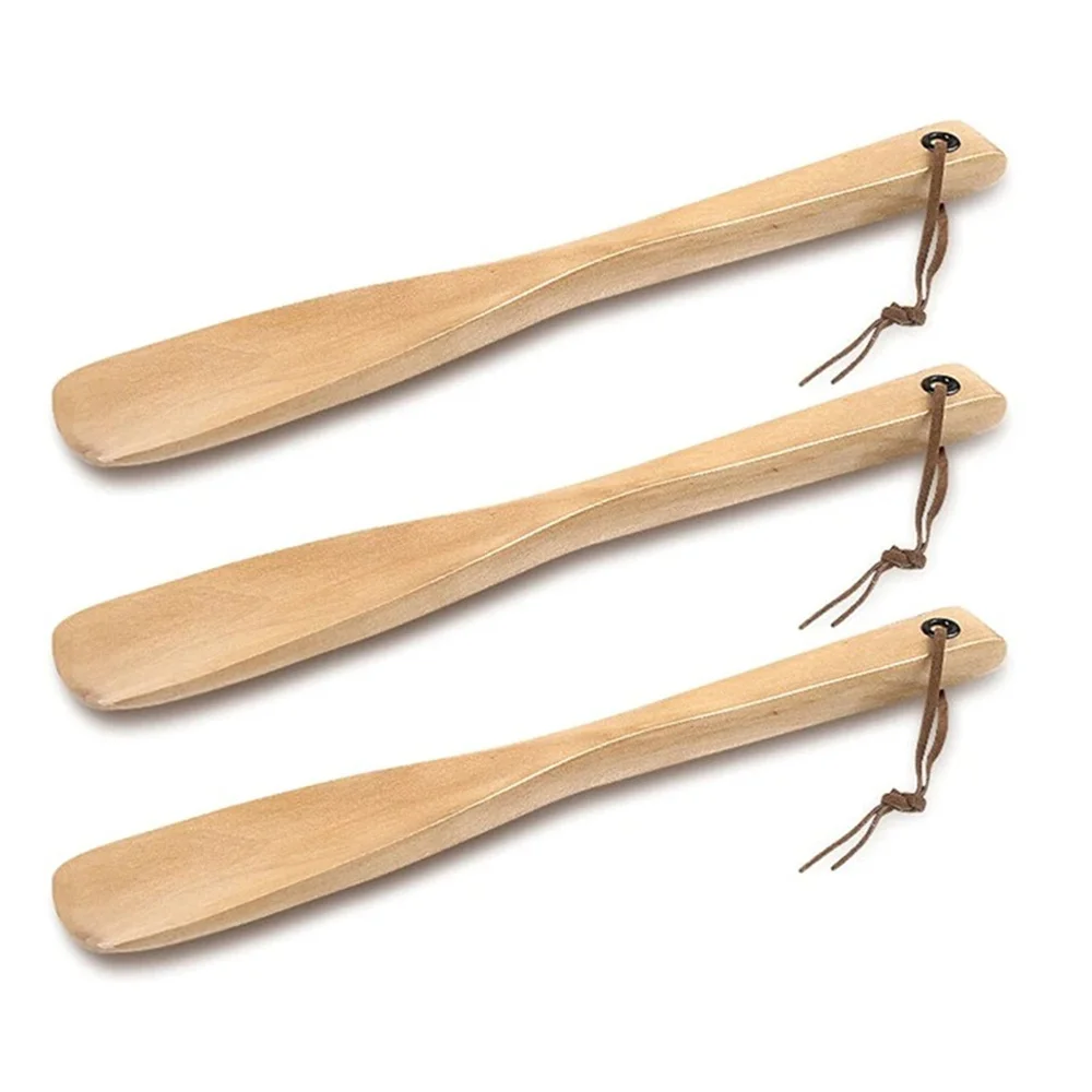 40cm Shoe Horn Flexible Handle Shoehorn Useful Shoe Lifter Professional Shoe Spoon High-quality Wood Material Home Tools 5