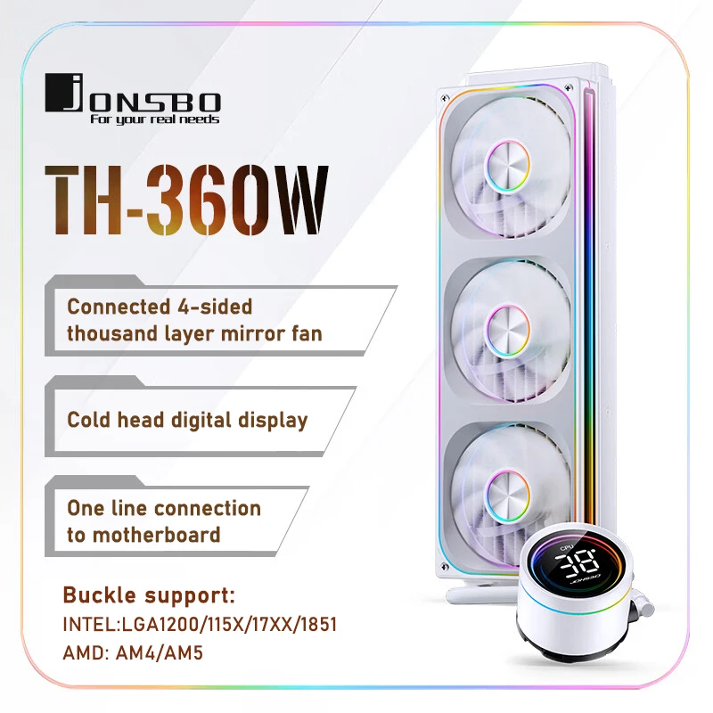 JONSBO TH-360 ホワイトウォータークーラー 120mm ARGB ファン TH-240