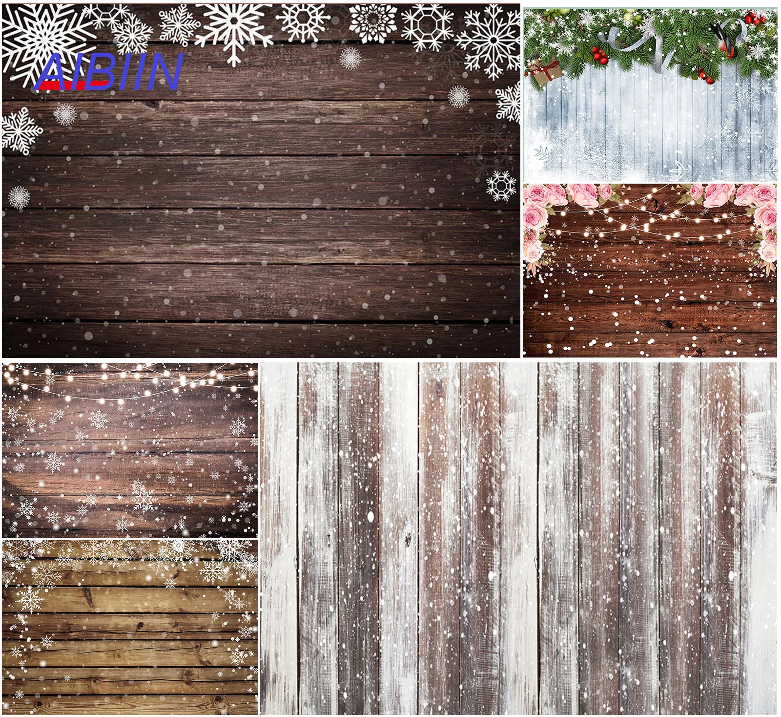 

Wooden Wall Photography Backdrop Snow Winter Floor or Wall Backdrop Party Decoration Kids Family Portrait Photozone Supplies