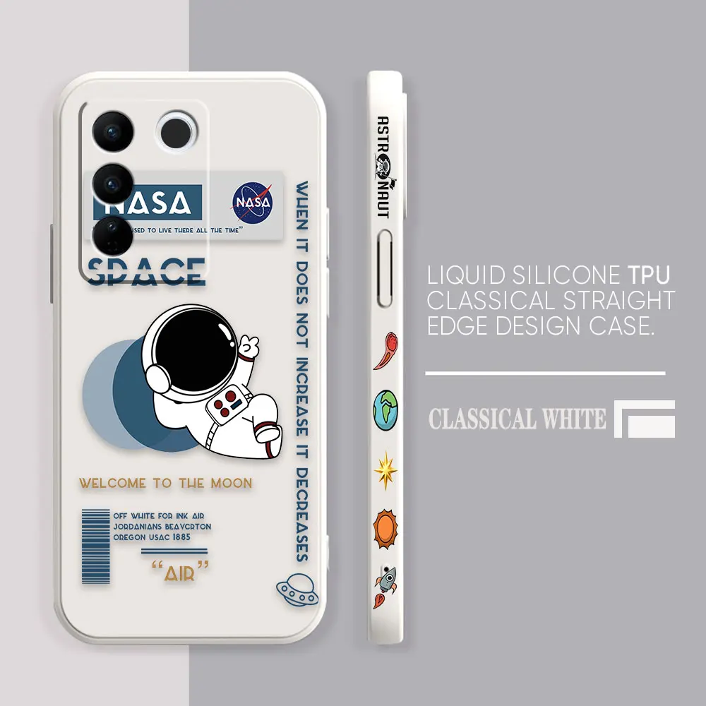 thumbnail image 1 of Case For VIVO S5 S6 S7 S9 S10 S15 S16 S16E T1 V15 V20 V23 PRO 5G Simple Liquid Silicone Case Funny Astronaut Spacewalk, 1 of 5