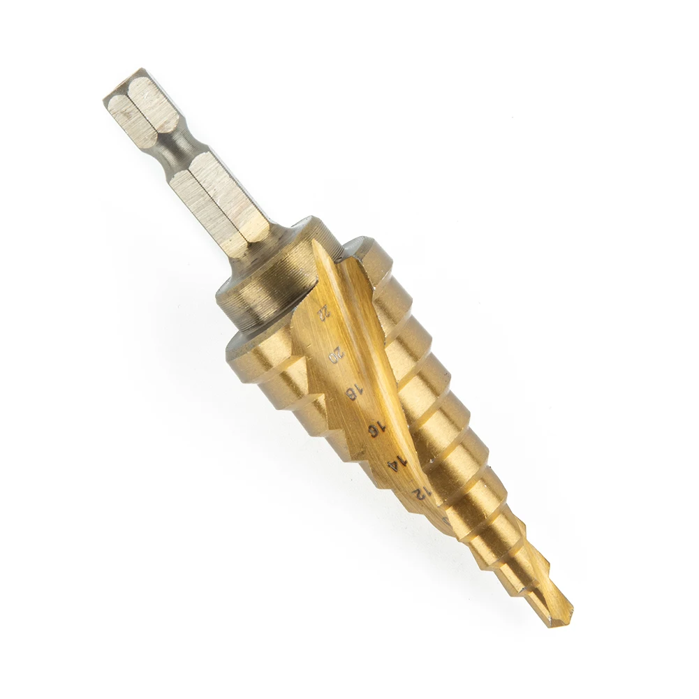 4-22mm HSS Spiral Fluted Step Cone Drill Bit Titanium Carbide Mini Hole Cutter Deburring Chamfering Bench Drill Power Tools Dril