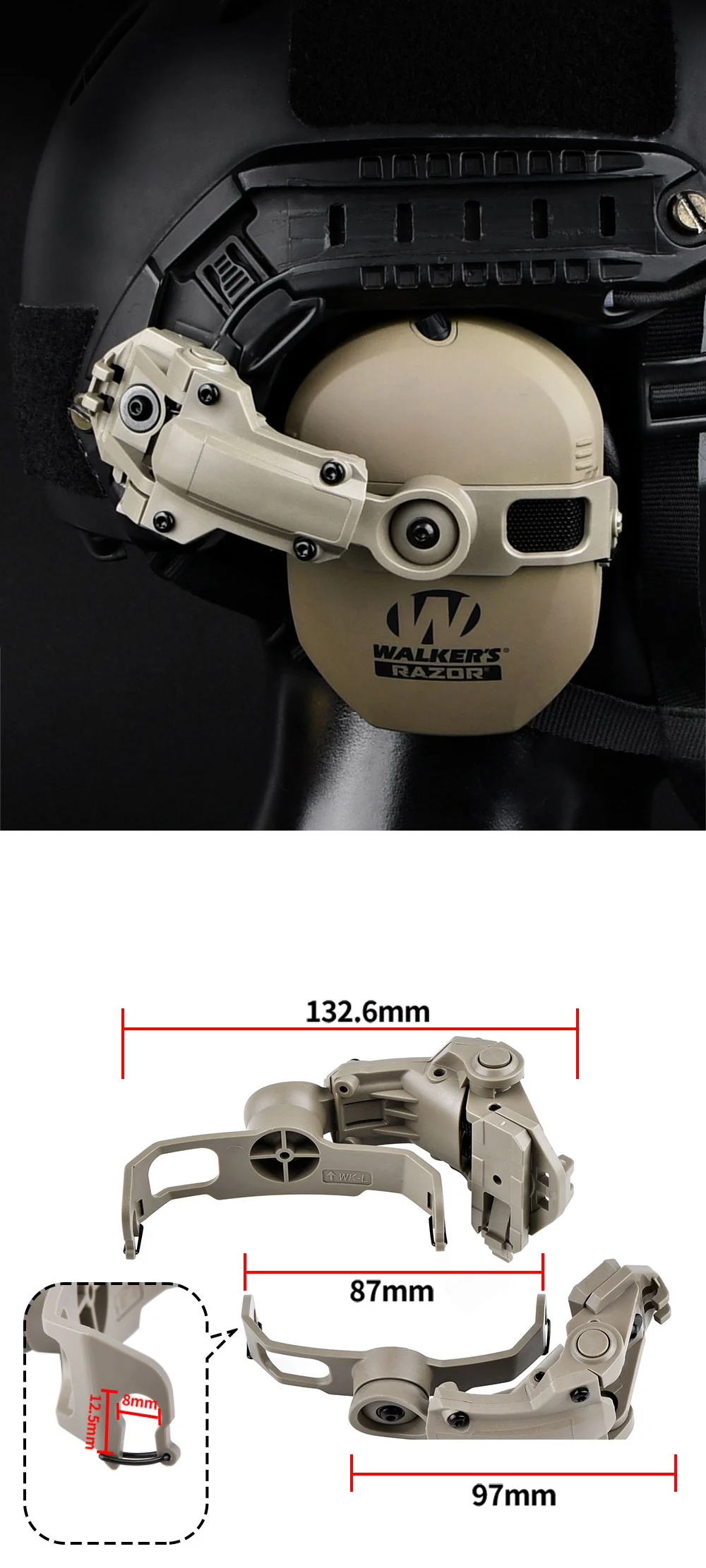 ARC Walker's Razor Headset Helmet Mount Bracket Adapter