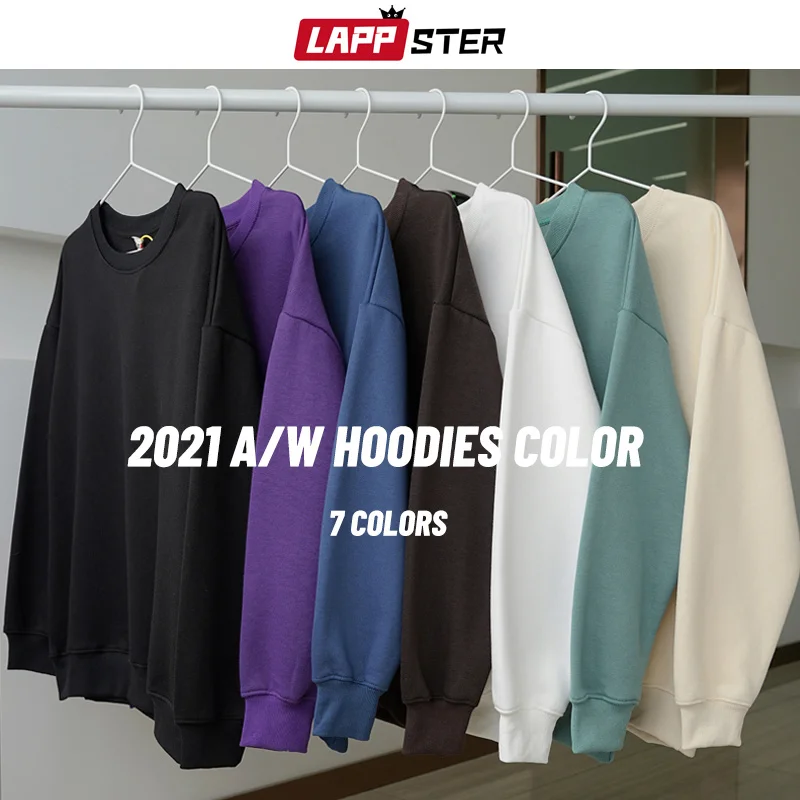 

Men Solid 7 Colors Streetwear Harajuku Hoodies 2023 Mens Winter Fleece Oversized Sweatshirts Male Y2k Vintage Pullovers