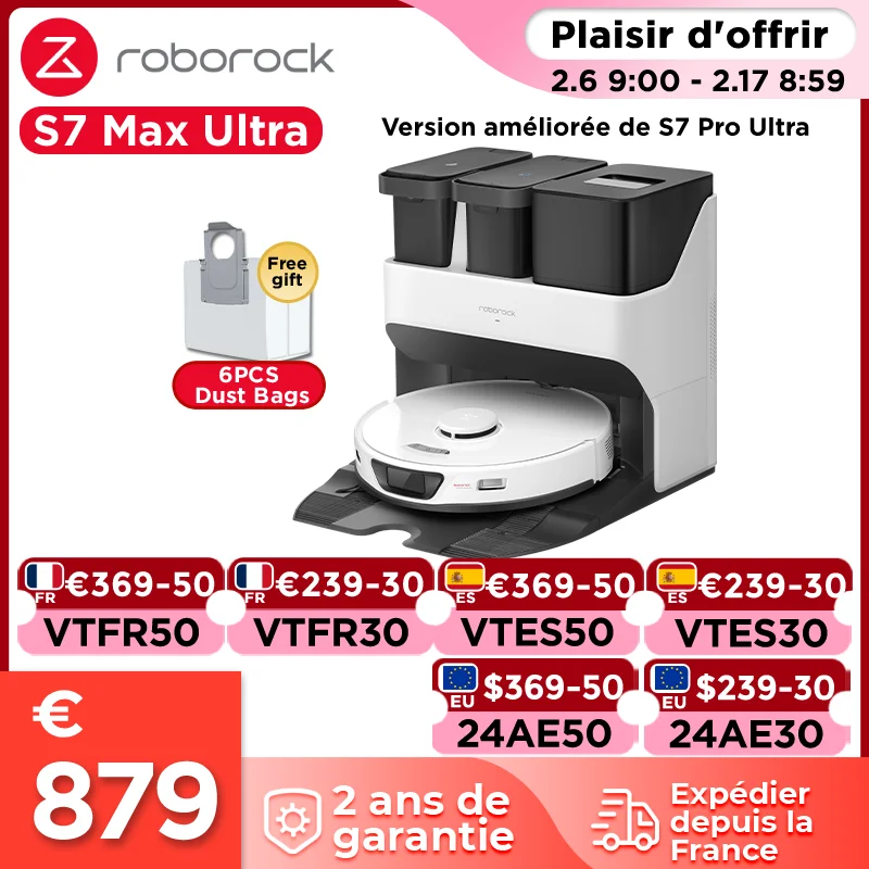 [-$50: Lds50] Roborock S7 Max Ultra Robot Aspirapolvere Asciugatura E Lavaggio Automatici, Autopulente E Svuotamento, Versione Aggiornata Di Roborock 