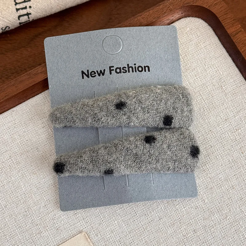 Rote Polka-Dot-Karo-Haarspange Luxuriös, Raffiniert, Minimalistisch BB-Clip Herbst/Winter Kleine Haarspange Wollene Seitenhaarnadel – Detail 18